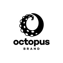 O Letter Initial For Octopus Logo. Tentacles On O Letter Logotype Icon Design 