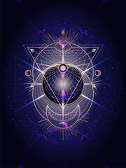 Wall Mural - Vector illustration of Sacred geometry symbol on abstract background.