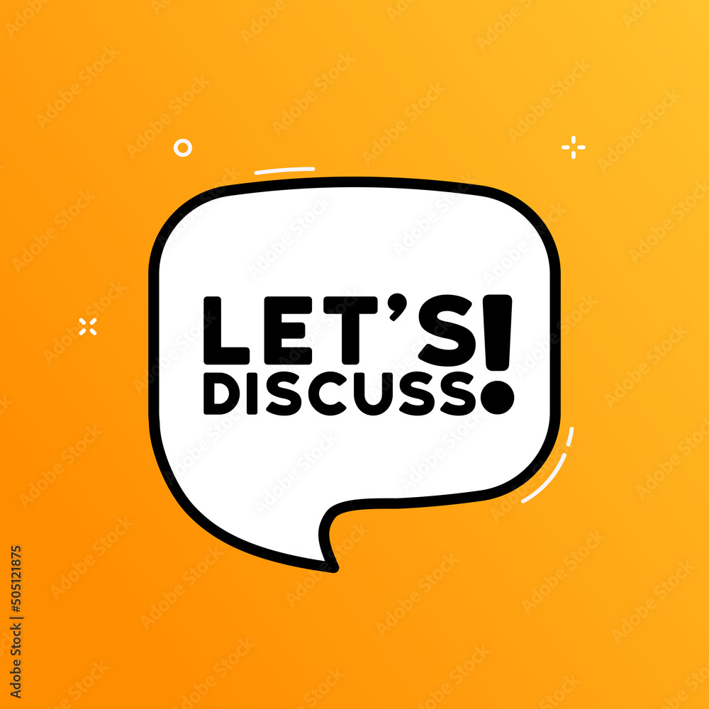 Speech bubble with Lets discuss text. Boom retro comic style. Pop art ...