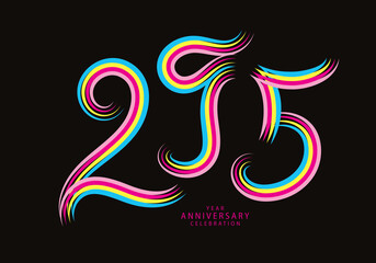 295 number design vector, graphic t shirt, 295 years anniversary celebration logotype colorful line, 295th birthday logo, Banner template, logo number elements for invitation card, poster, t-shirt.