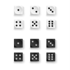 Wall Mural - Collection playing dice in white black design