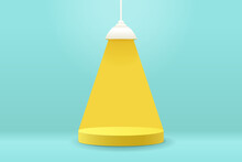 Abstract 3d Geometric Shape Minimal With Ceiling Lights Illuminate The Pedestal For Displaying Products