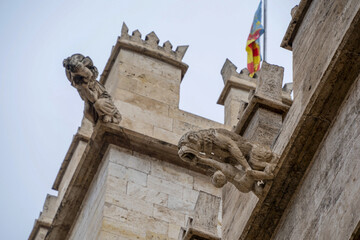 Canvas Print - Valencia Silk Exchange Market building Lonja de la Seda gargoyles