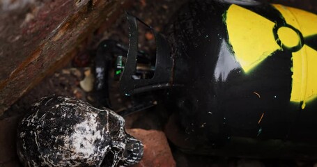 Wall Mural - Nuclear waste between skulls closeup