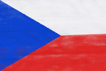 Flag Of Czech Republic Made From Medical Bandages. Background On The Theme Of National Health Care.