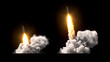 Ballistic rocket launch on black background
