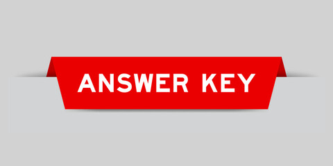 Canvas Print - Red color inserted label with word  answer key on gray background