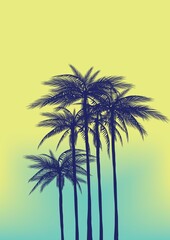 Wall Mural - Vibrant Retro Hawaii Sunset Palm Trees