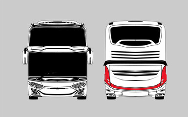 Isolated Passenger Bus Outline Template Illustration.