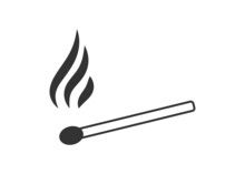 Matchstick Icon. Stick And Flame Symbol. Sign Arson Vector.