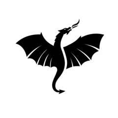 Wall Mural - silhouette of flying dragon vector illustration