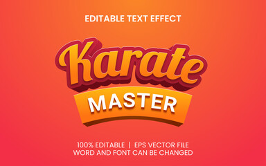 Wall Mural - editable text effect with realistic red orange karate game style