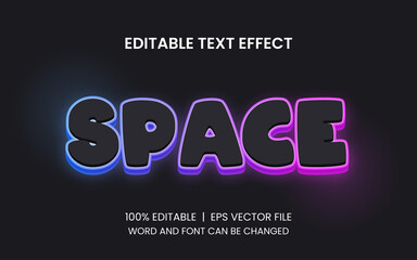 Wall Mural - editable text effect with space blue and pink glow gradient style
