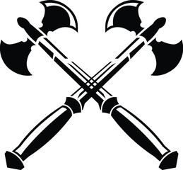 Crossed Axe Axes Battleaxe Battleaxes Weapon Design Illustration Blade Medieval Sword Danger Horror Battle Axe Tomahawk Decorated Hatchet