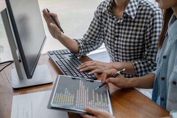 Wall Mural - programmer working in a software development and coding technologies. website design.technology conc