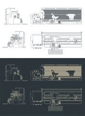 Wall Mural - Milling machine blueprints