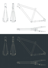 Wall Mural - Bicycle frame blueprints