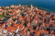 Aerial view to Porec old town, popular travel destination in Istria, Croatia