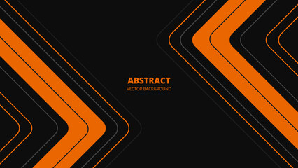 Aufkleber - Black abstract background with orange and gray lines, arrows and angles. Dark modern sporty bright futuristic horizontal abstract background. Vector illustration