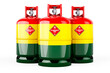 Bolivian flag painted on the propane cylinders with compressed gas, 3D rendering