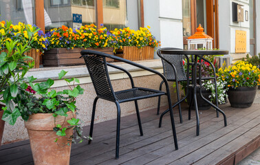 Canvas Print - Sidewalk cafe in the Old Town in Warsaw