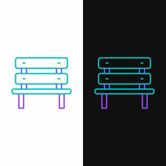 Wall Mural - Line Bench icon isolated on white and black background. Colorful outline concept. Vector