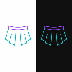 Canvas Print - Line Skirt icon isolated on white and black background. Colorful outline concept. Vector