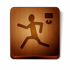 Poster - Brown Murder icon isolated on white background. Body, bleeding, corpse, bleeding icon. Concept of crime scene. Wooden square button. Vector