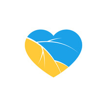 Heart Design. Vector Illustration Of The Theme Of Ukraine, The Blue And Yellow Colors Of The Flag, The Symbol Of The Sky, The Eared Field, The Love And Independence Of The Ukrainian People.