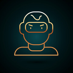 Poster - Gold line Thief mask icon isolated on dark blue background. Bandit mask, criminal man. Vector