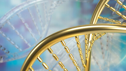 Wall Mural - The gold dna on sci background  for medical or education concept 3d rendering