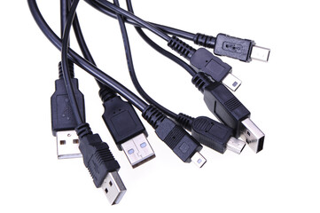 USB cable on white background