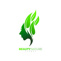 Wall Mural - Beauty logo and leaf design nature, green color