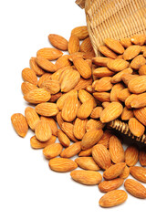 Canvas Print - almonds nuts on white background