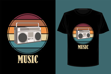 Music retro vintage t shirt design