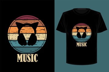 Sticker - Music retro vintage t shirt design