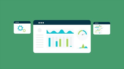 Wall Mural - data analytics software management - saas - information, graph, diagram on dashboard screen, busines