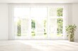 © AntonSh - White empty room with summer landscape in window. Scandinavian interior design. 3D illustration