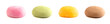 Four Different Flavors of Mochi Ice Cream on a White Background