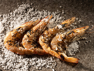 Sticker - Grilled Shrimp over Coarse Salt