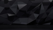 Contemporary Product Stage With Black 3D Wall. Dark Interior Design Wallpaper.