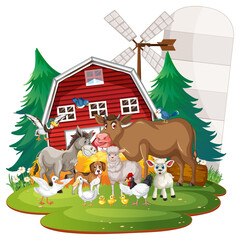 Canvas Print - Farming theme with many animals