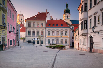 Wall Mural - Gyor, Hungary. Cityscape image of downtown Gyor, Hungary at sunset.