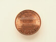 1 cent coin, reverse showing Lincoln memorial, currency of the U