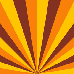 Wall Mural - Sun burst square aesthetic background.  Retro vector illustration in style 60s, 70s. Trendy colorful backdrop in orange, yellow and brown pallette