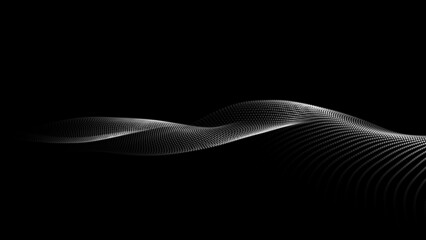 Large amount of data 3d. Abstract black background with futuristic point wave. Vector illustration .