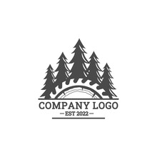 Woodworking Logo Design, Pine Tree, Grinder, Blade For Or Carpentry