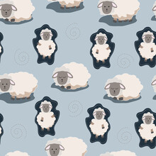 Seamless Pattern With Sheep Cartoon Background