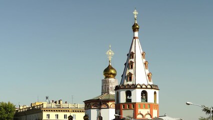 Sticker - Irkutsk, Russia. Epiphany Cathedral on the Angara River