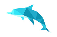 Origami Dolphin Animal. Childish Craft. Vector Illustration